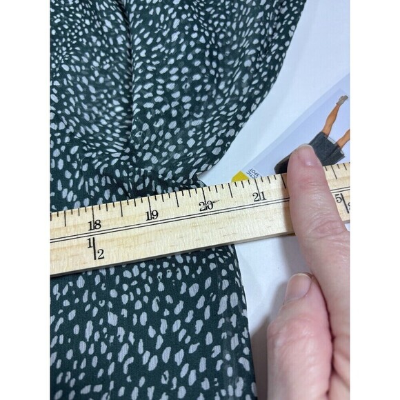 Joie Balloon Sleeve Dress Green Arctic Animal Print White Dot Medium Sheer - Picture 10 of 15